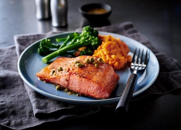 Crispy Skinned Salmon Fillet with Quick-Caper Brown Butter Pan Sauce
