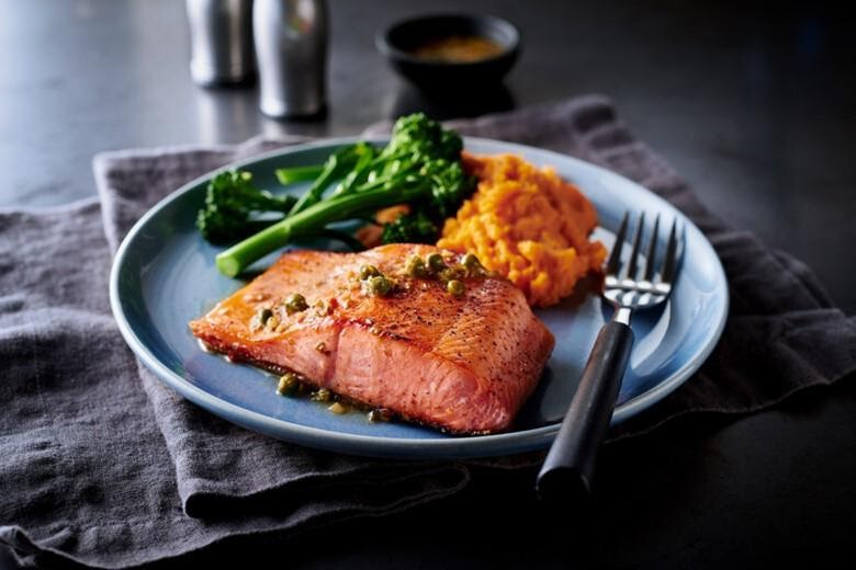 Crispy Skinned Salmon Fillet with Quick-Caper Brown Butter Pan Sauce
