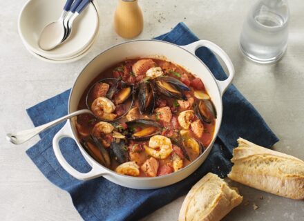 Greek Seafood Stew with Oregano and Spicy Tomato Sauce