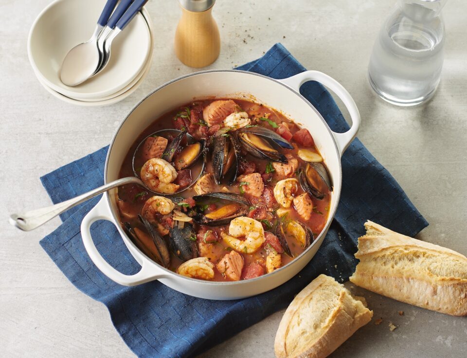 Greek Seafood Stew with Oregano and Spicy Tomato Sauce