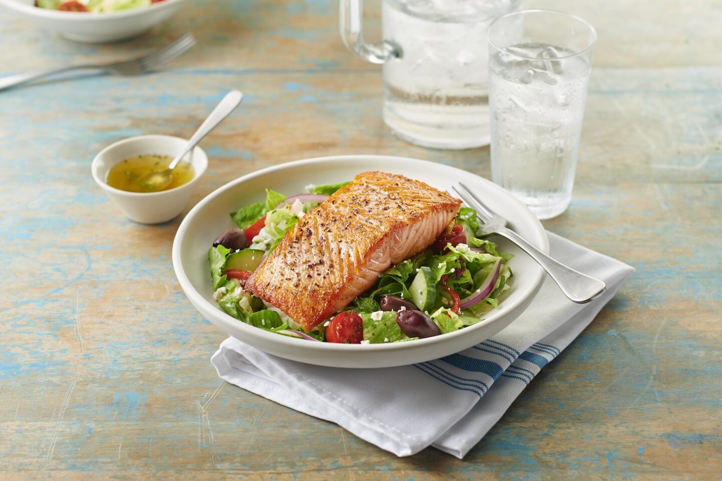 Greek Salad with Salmon