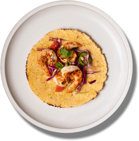 overview of shrimp taco on a plate