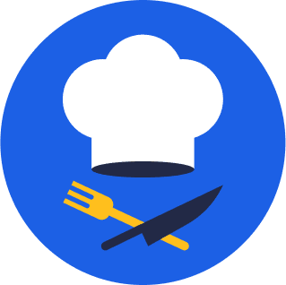 Chef hat with knife and fork icon